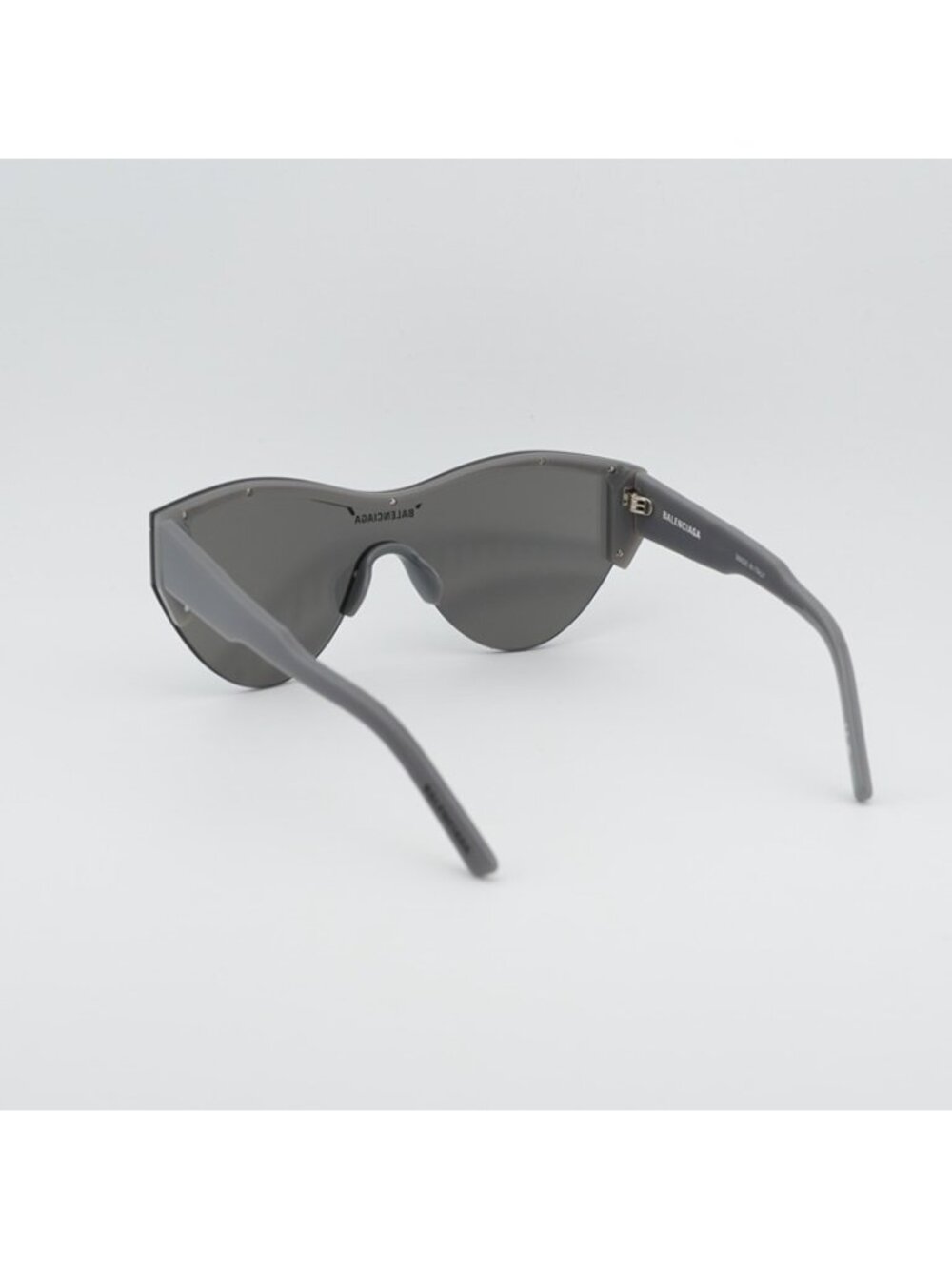 Balenciaga BB0004S 012 Semi Rim Sunglasses Grey Shield Frame, Silver Lenses - Picture 5 of 11